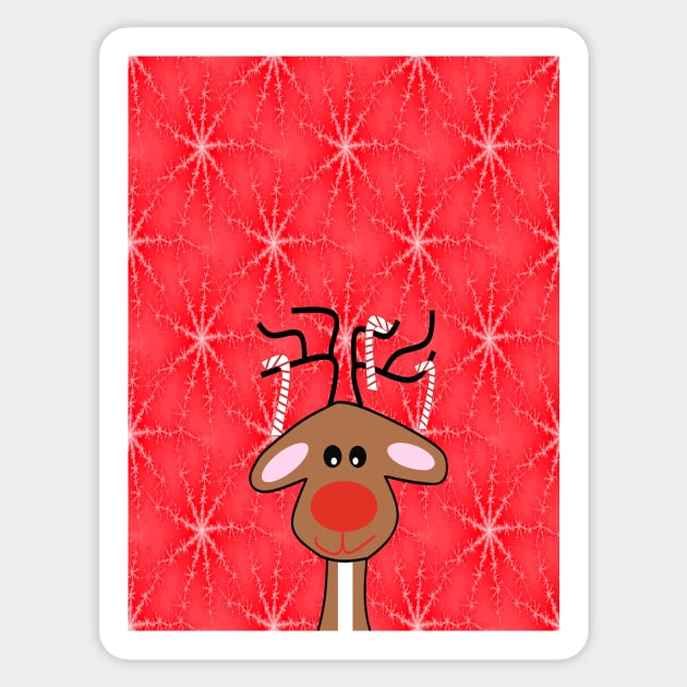 REINDEER Christmas Red With Snowflakes Sticker by SartorisArt1